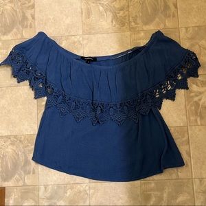 Royal blue off the shoulder crop top